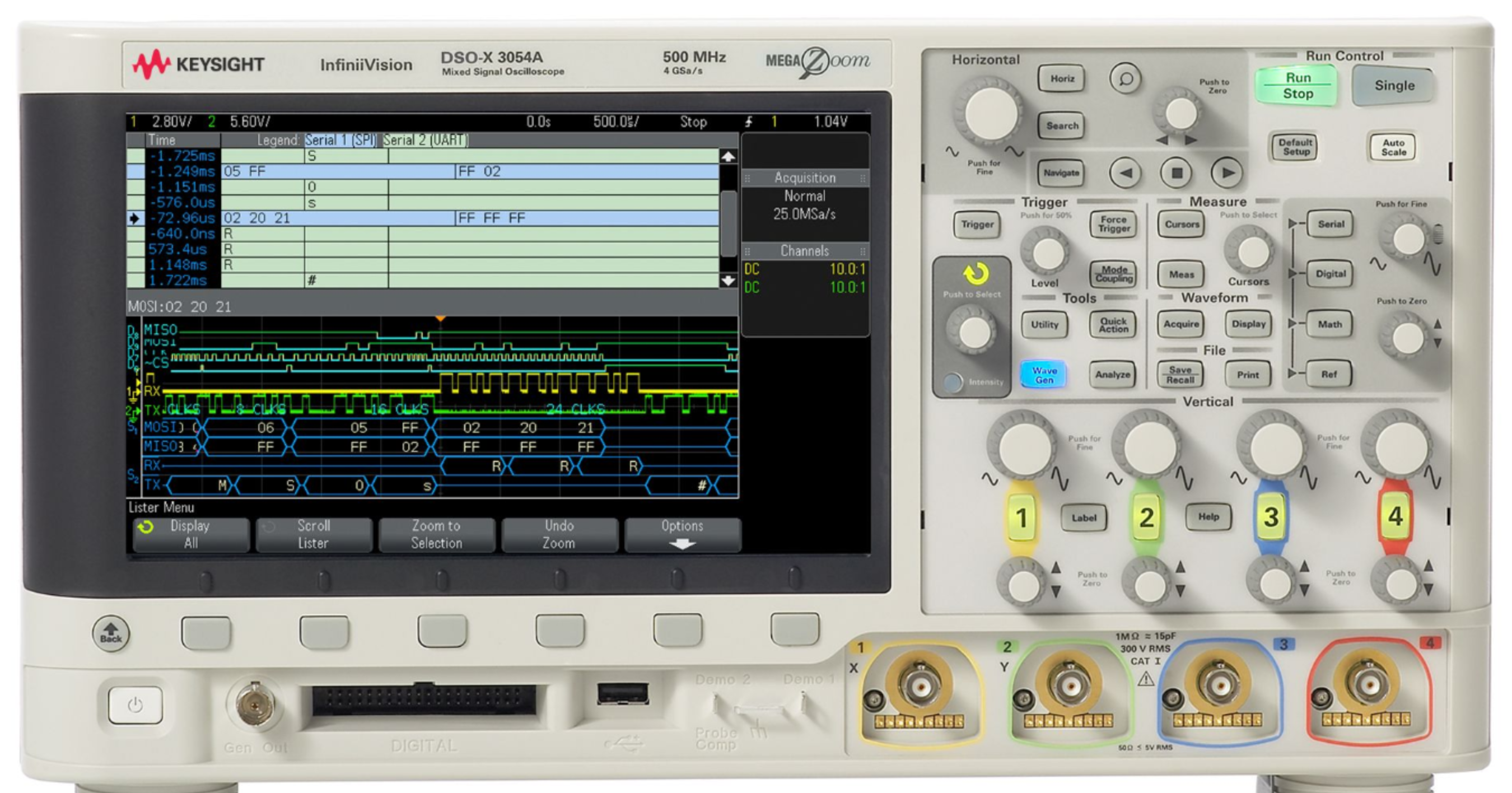 DSOX3054A Oscilloscope: 500 MHz, 4 Channels