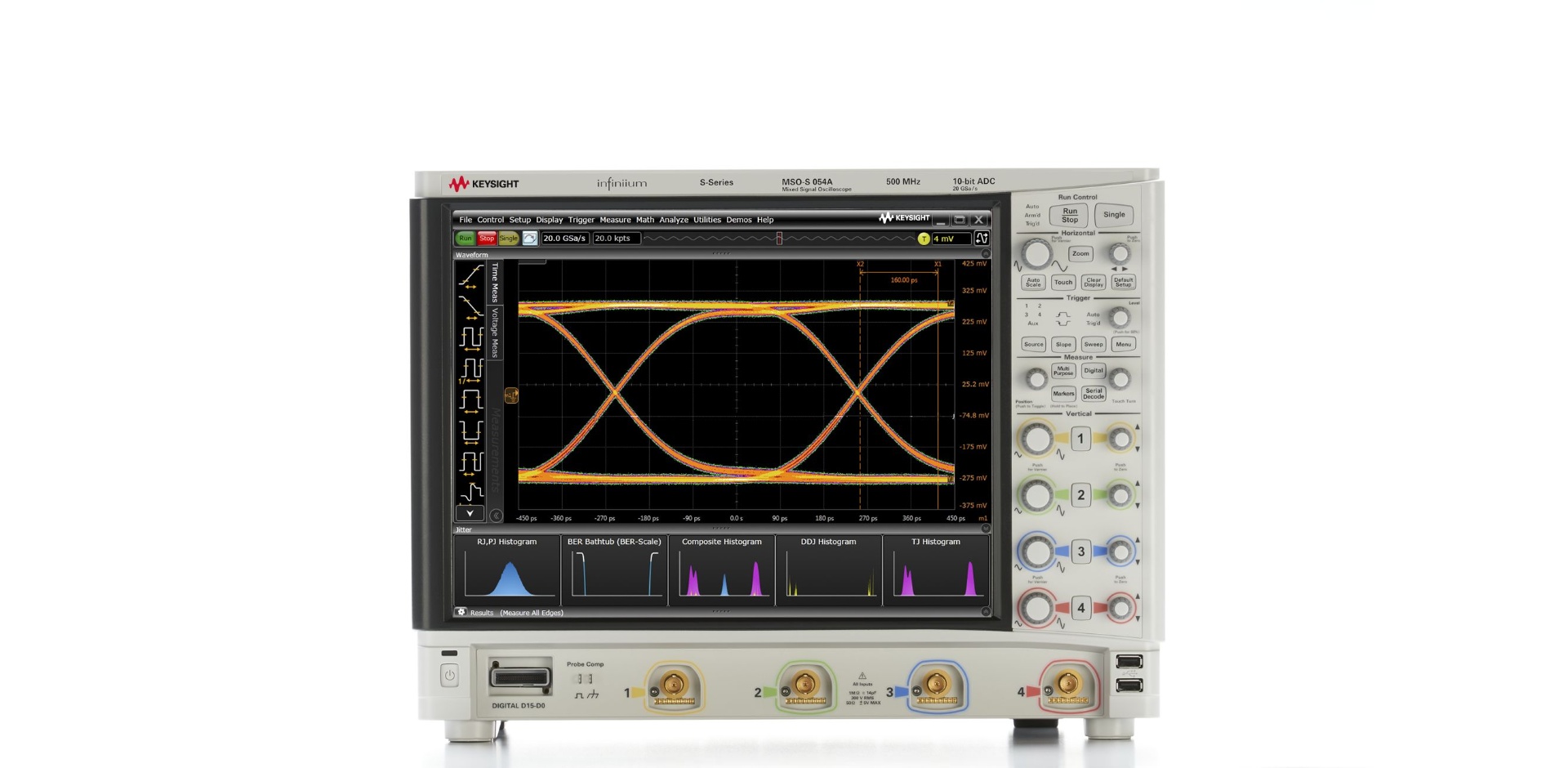 MSOS054A High-Definition Oscilloscope: 500 MHz, 4 Analog plus 16 Digital Channels