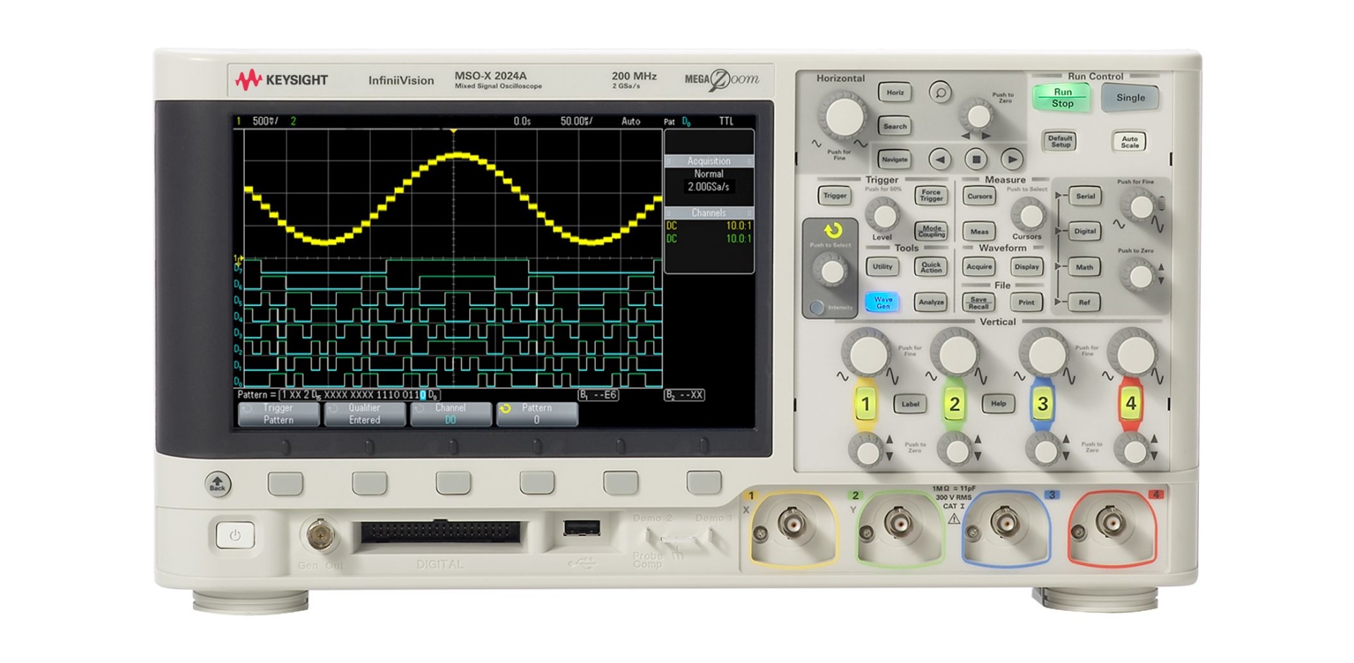 MSOX2024A Mixed Signal Oscilloscope: 200 MHz, 4 Analog Plus 8 Digital Channels