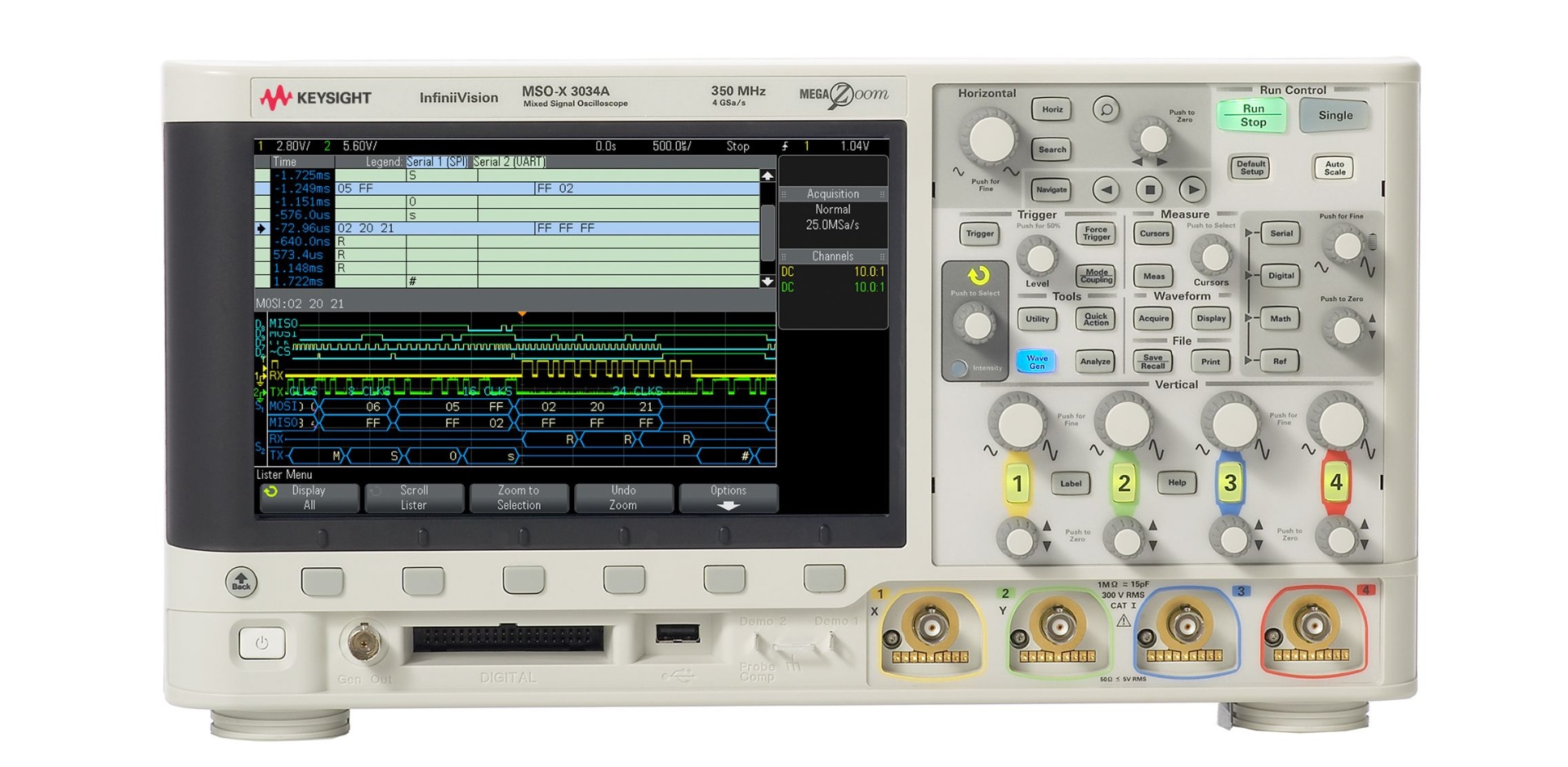 MSOX3034A Mixed Signal Oscilloscope: 350 MHz, 4 Analog Plus 16 Digital Channels