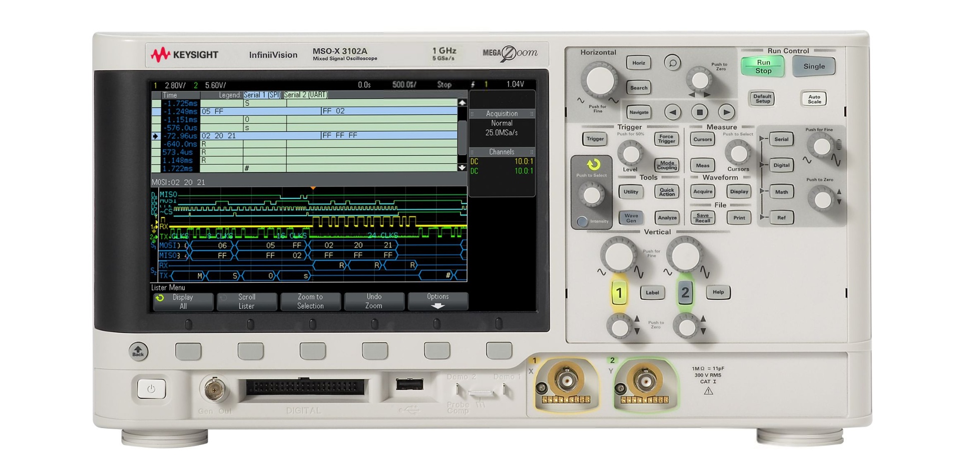 MSOX3102A Mixed Signal Oscilloscope: 1 GHz, 2 Analog Plus 16 Digital Channels