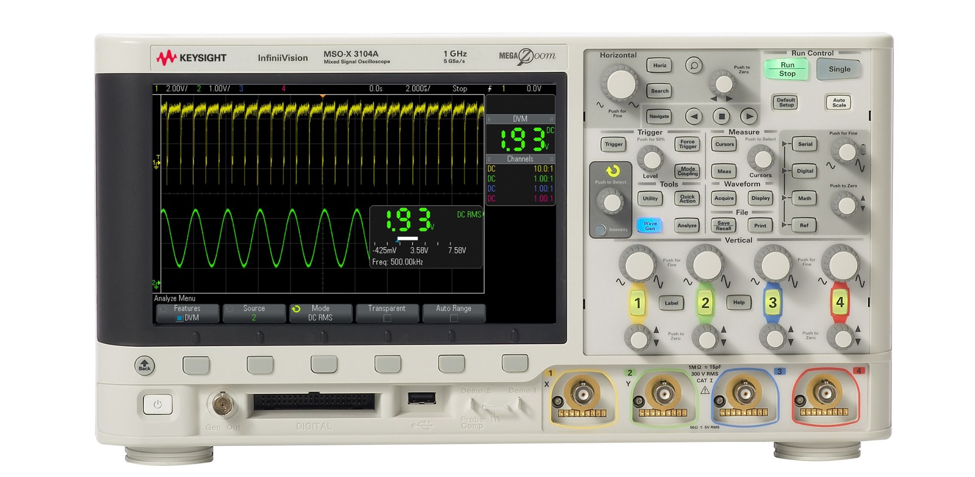 MSOX3104A Mixed Signal Oscilloscope: 1 GHz, 4 Analog Plus 16 Digital Channels