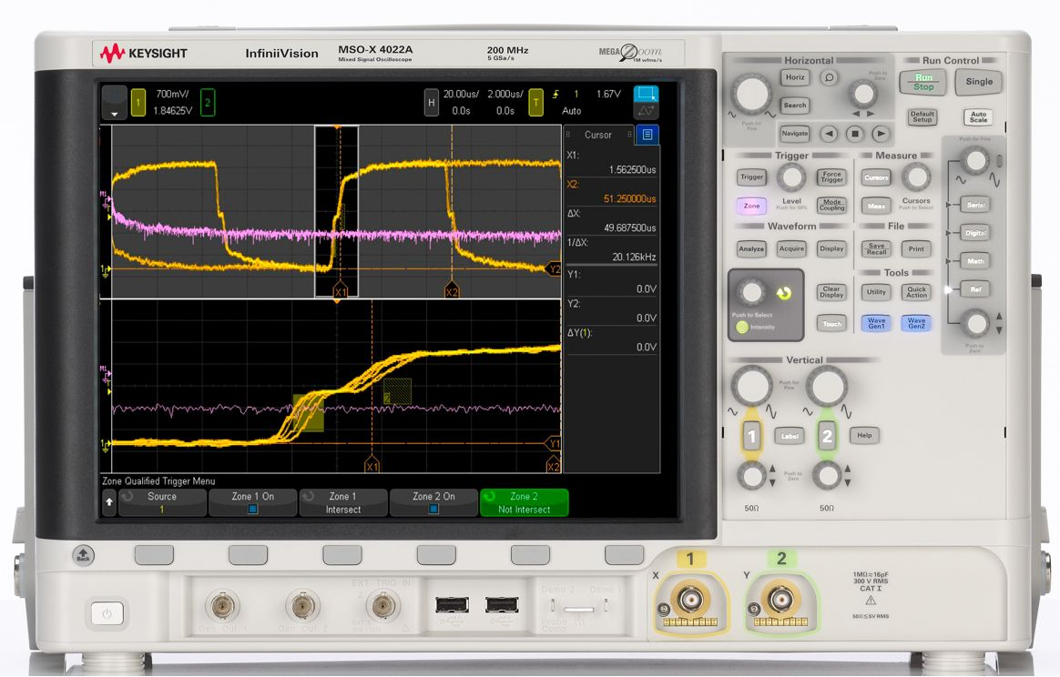MSOX4022A Mixed Signal Oscilloscope: 200 MHz, 2 Analog Plus 16 Digital Channels