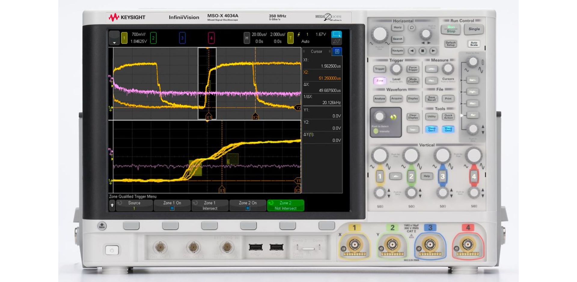 MSOX4034A Mixed Signal Oscilloscope: 350 MHz, 4 Analog Plus 16 Digital Channels