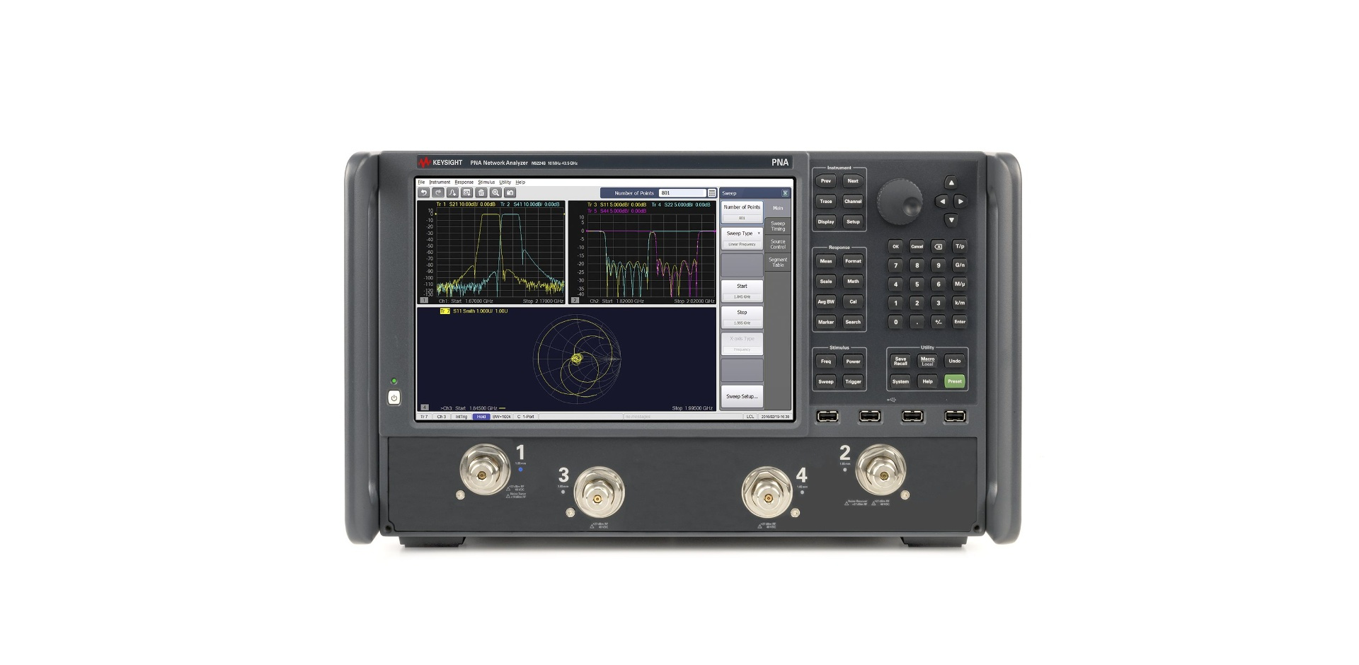 N5224B PNA 微波网络分析仪，900 Hz/10 MHz 至 43.5 GHz