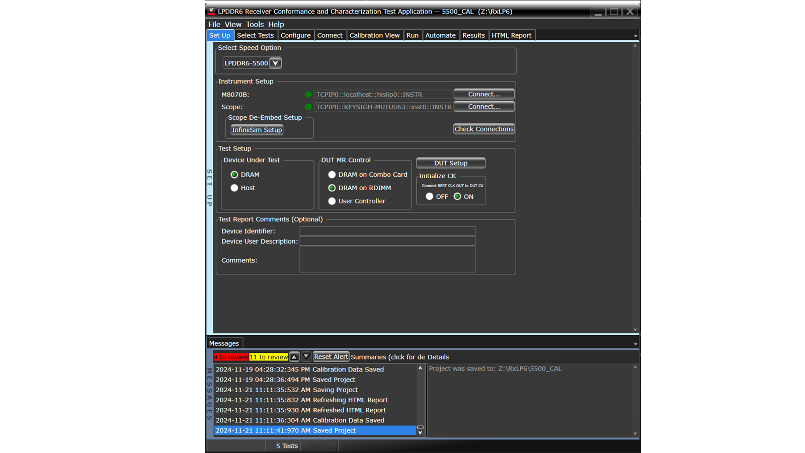M80896RCA LPDDR6 Receiver Conformance and Characterization Test Application